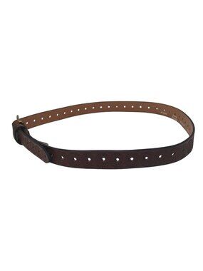 Fossil Womens OS Brown Leather Belt Floral Brass Buckle Adj Fit Upto 39" #I-1F
